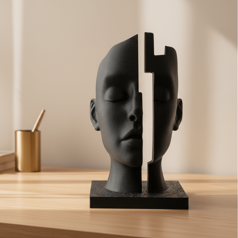 Duality – Split Face Sculptural Statue - Artimo