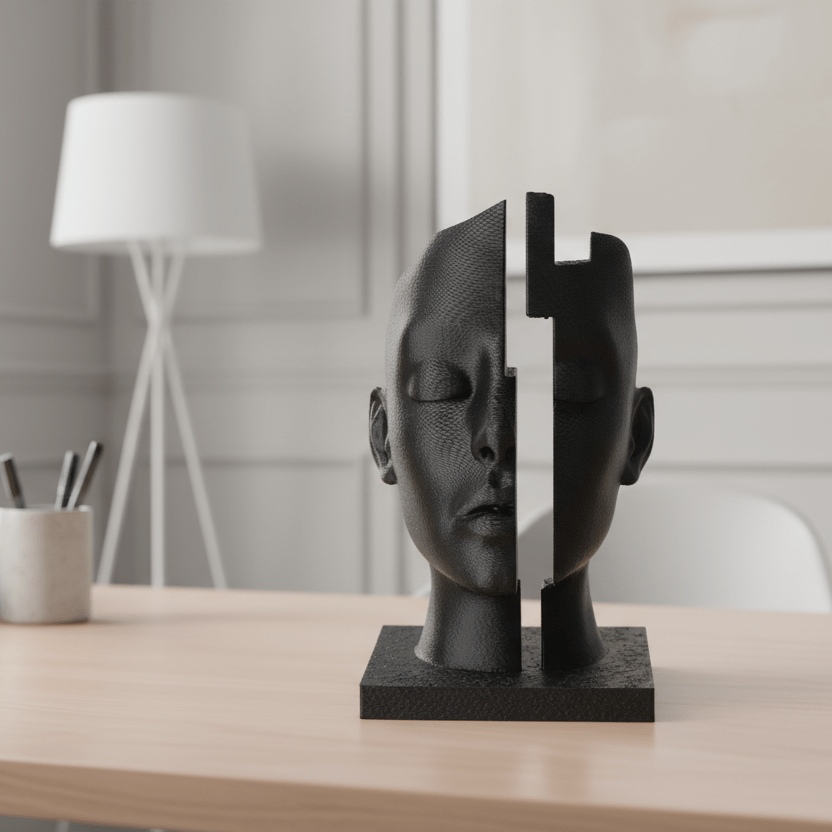 Duality – Split Face Sculptural Statue - Artimo