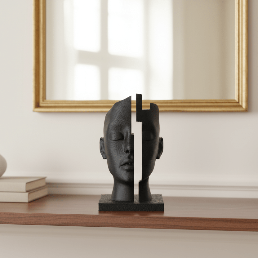 Duality – Split Face Sculptural Statue - Artimo