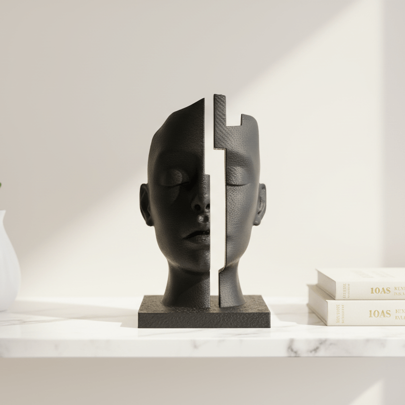 Duality – Split Face Sculptural Statue - Artimo