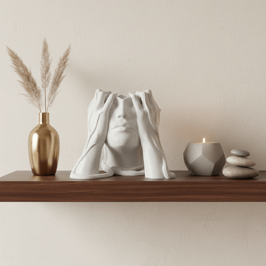 Echo – Sculptural Vase with Woman’s Head and Hands on Ears - Artimo