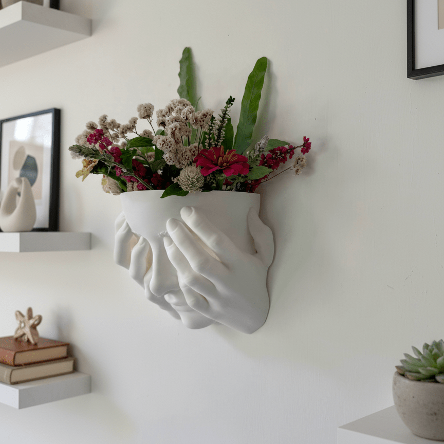 Veil – Sculptural Wall Vase with Hands on Face - Artimo