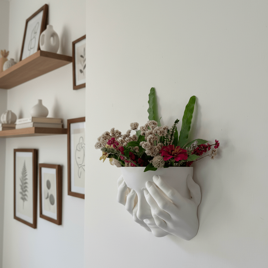 Veil – Sculptural Wall Vase with Hands on Face - Artimo