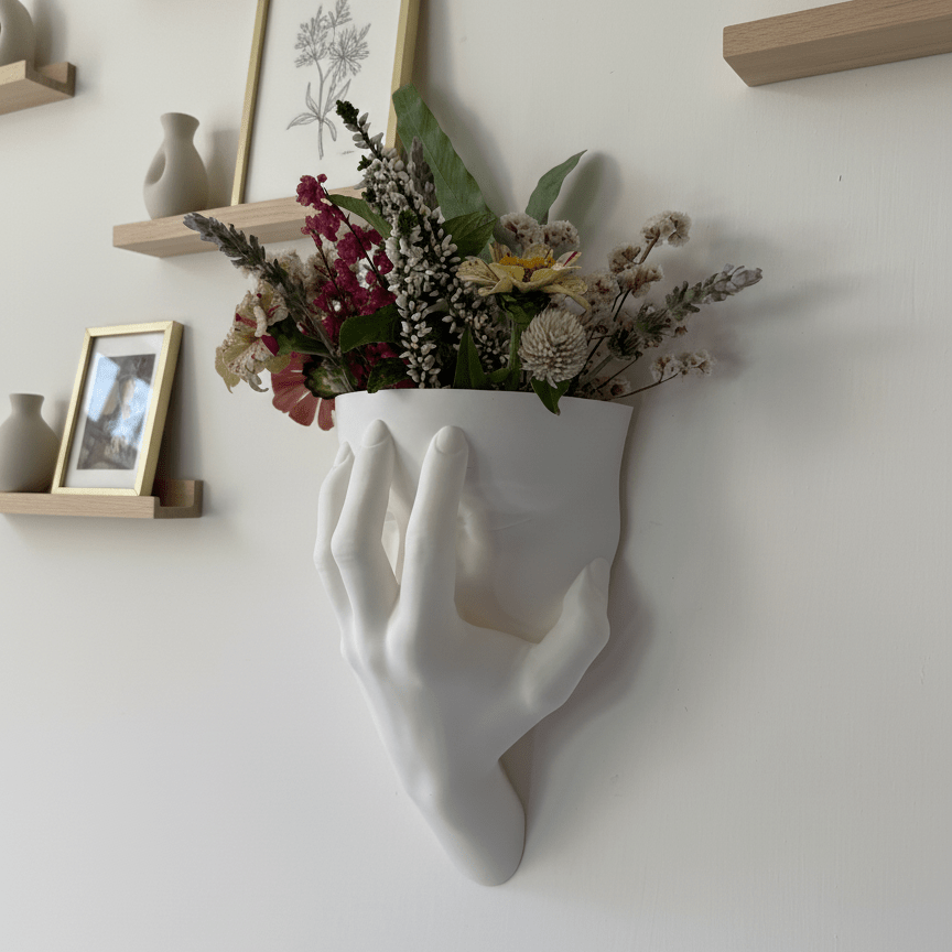 Mira – Sculptural Wall Vase with Hand Covering Face and Woman Face - Artimo