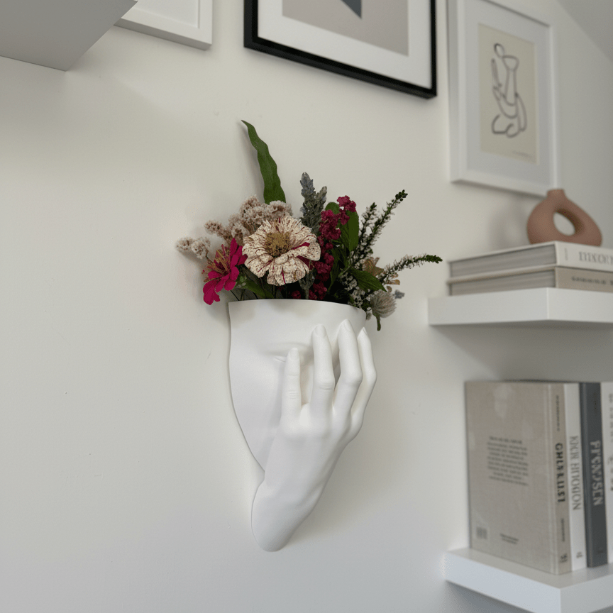 Mira – Sculptural Wall Vase with Hand Covering Face and Woman Face - Artimo